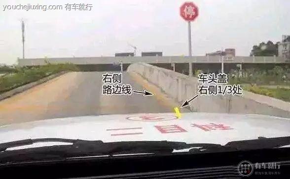 科目三靠边停车30公分点怎样找