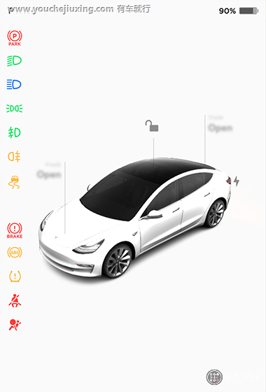 特斯拉仪表盘指示灯快捷“卡”